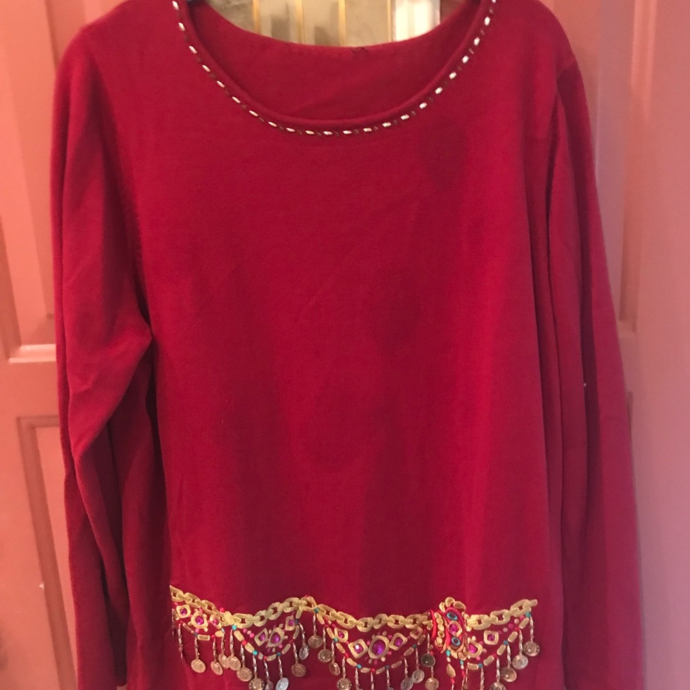 Maroon Sweater w/ Detailing at Hem L